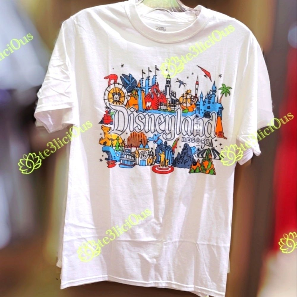 DISNEYLAND WHITE VINTAGE THEME PARK THE HAPPIEST PLACE ON EARTH LOGO T SHIRT
